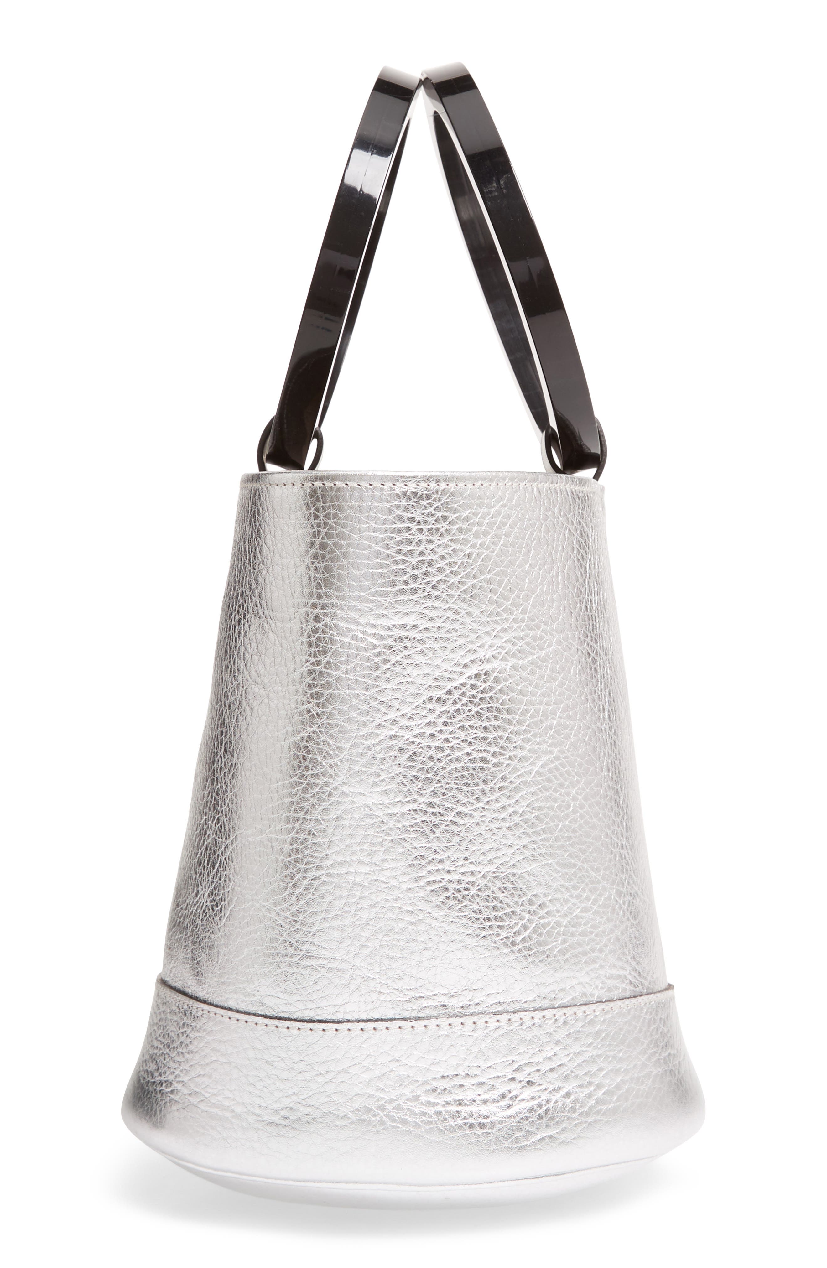 Bonsai 20 Pebbled Leather Bucket Bag, Alternate, color, SILVER