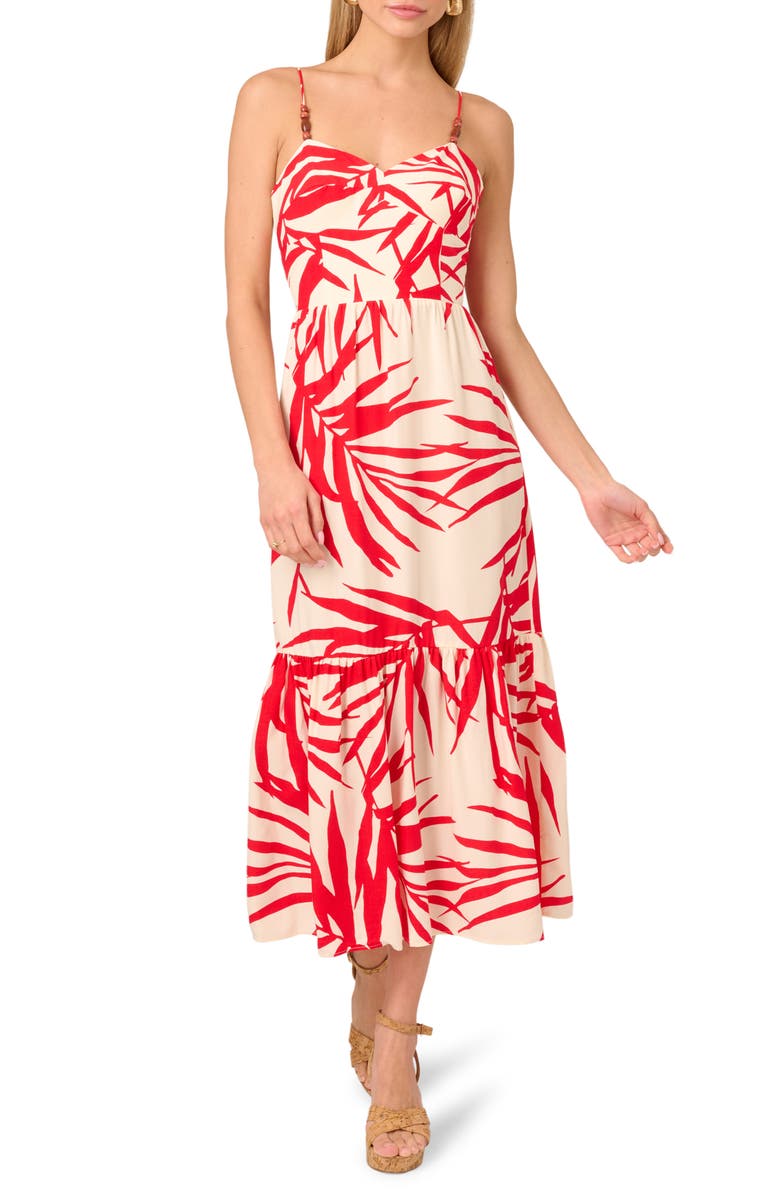 Adrianna Papell Leaf Print Dress, Main, color, 