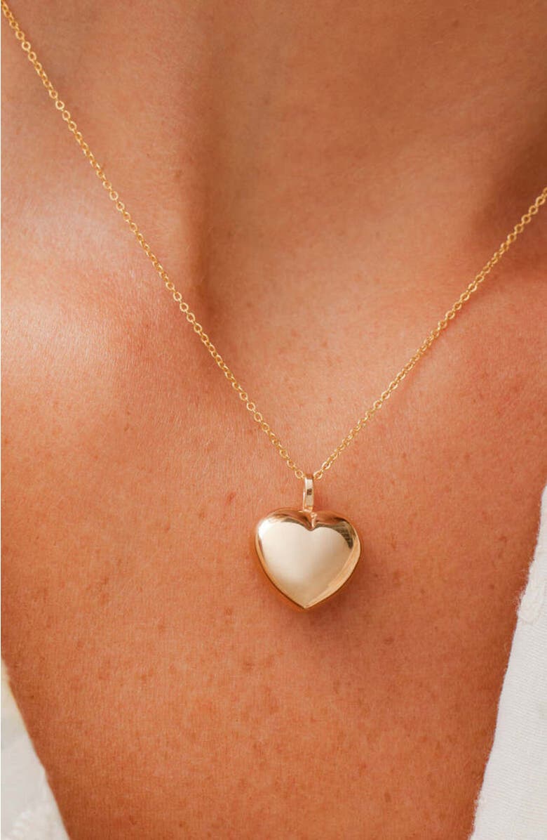 MADE BY MARY Puffy Heart Charm Necklace, Alternate, color, Gold Filled