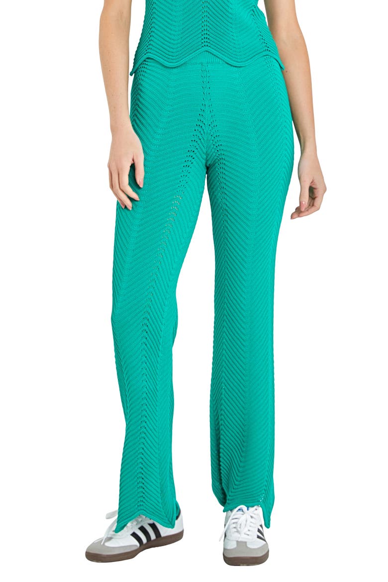 Wavy Knit Pants, Alternate, color, GREEN
