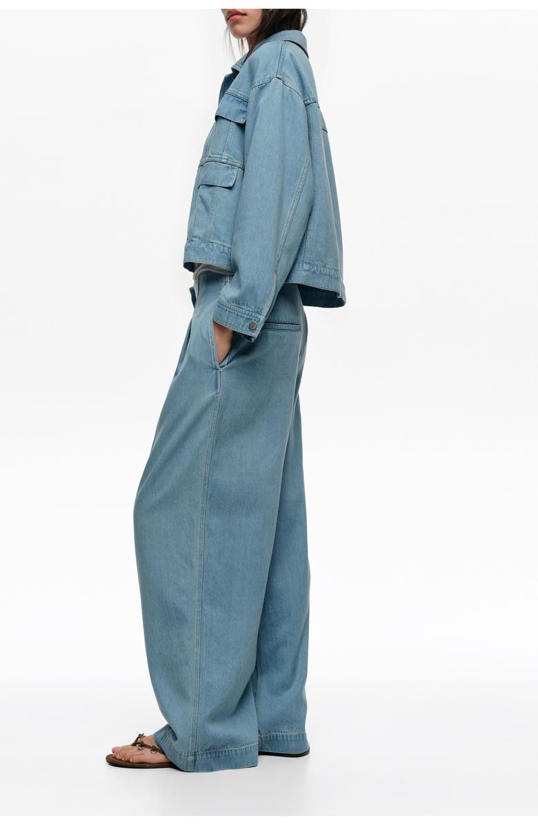 Bimba y Lola Loose-Fit Washed Denim Trousers, Alternate, color, Light Denim Blue