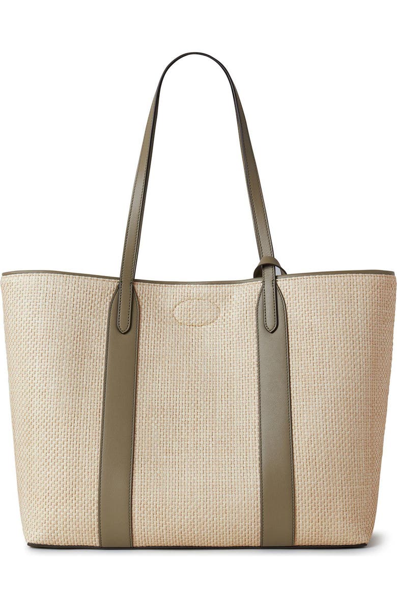 Mulberry Bayswater Raffia & Leather Tote, Alternate, color, Linen Green/ Natural