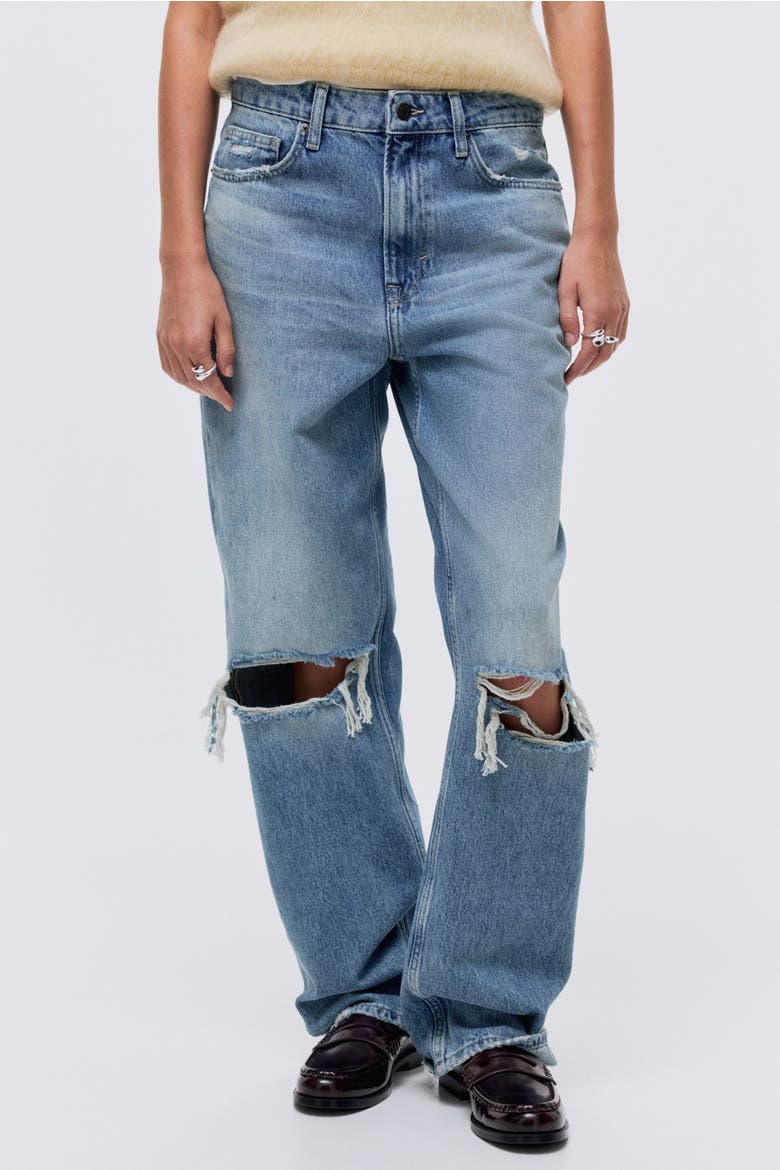 Straight High Jeans, Alternate, color, Distressed denim