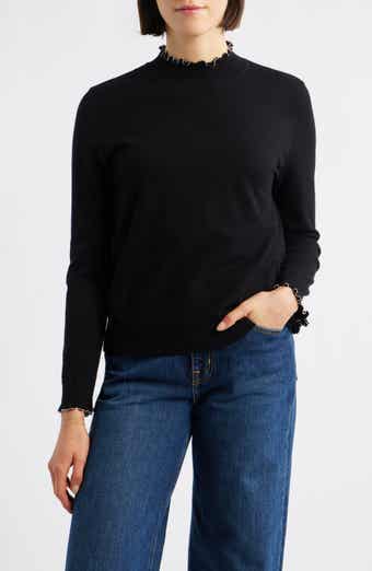 Wit & Wisdom Bead Detail Mock Neck Sweater
