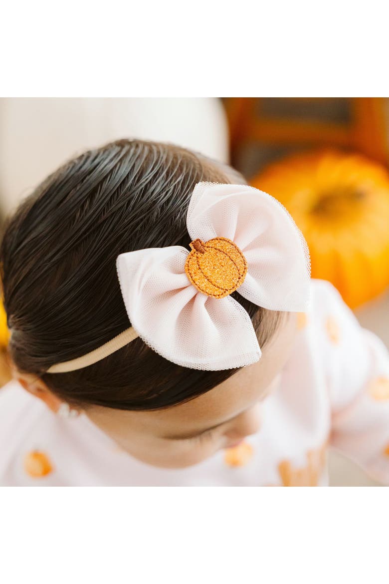 Pumpkin Tulle Bow Baby Headband, Alternate, color, Pink