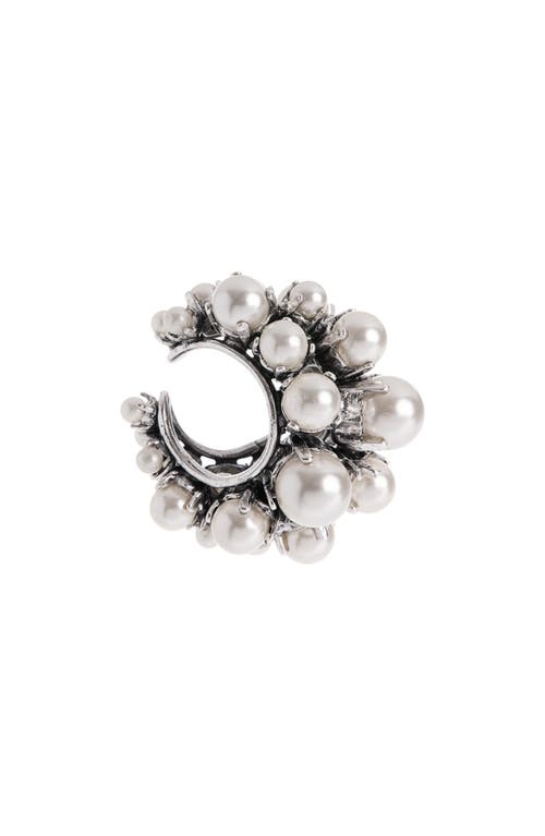 Givenchy Crystal Faux Pearl Ear Cuff In Silver