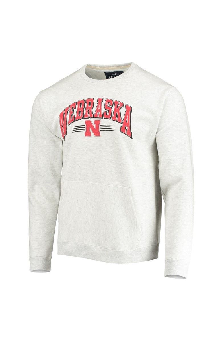 LEAGUE COLLEGIATE WEAR Men's League Collegiate Wear Heathered Gray Nebraska Huskers Upperclassman Pocket Pullover Sweatshirt, Alternate, color, 