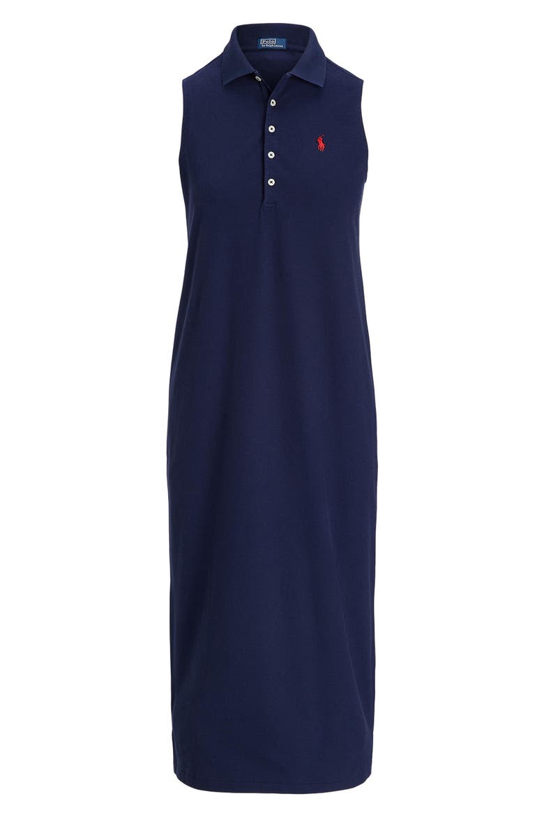 Stretch Cotton Piqué Polo Dress, Alternate, color, NEWPORT NAVY
