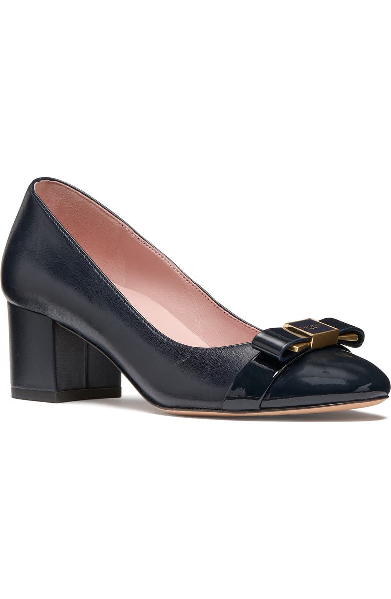 Kate Spade New York bowdie cap toe pump, Main, color, Captain Navy