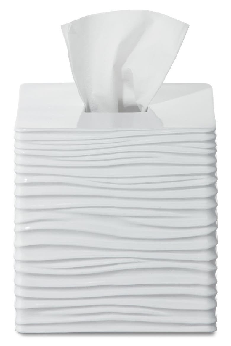 By the Sea Tissue Box Cover, Main, color, WHITE