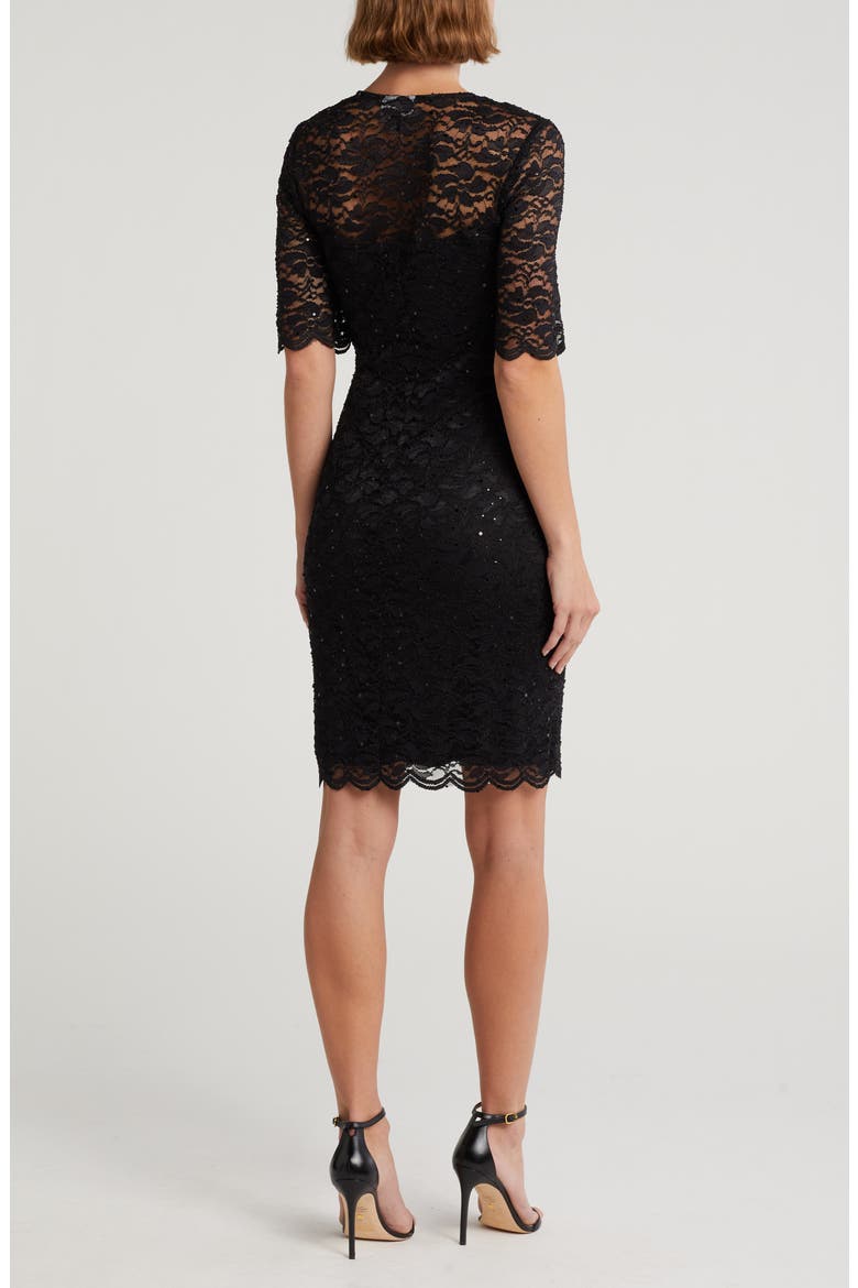 Scalloped Lace Dress, Alternate, color, BLACK