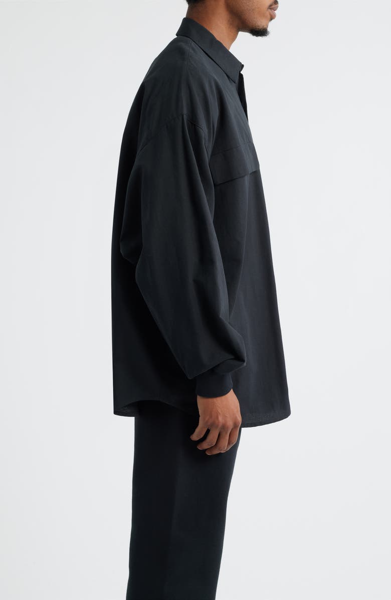 Fear of God Essentials Oversize Oxford Button-Up Shirt, Alternate, color, Jet Black