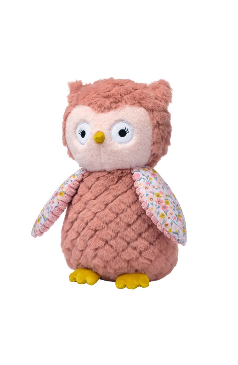 Lambs & Ivy Little Garden Textured Floral Plush Owl Stuffed Animal Toy - Twiggy, Alternate, color, Pink