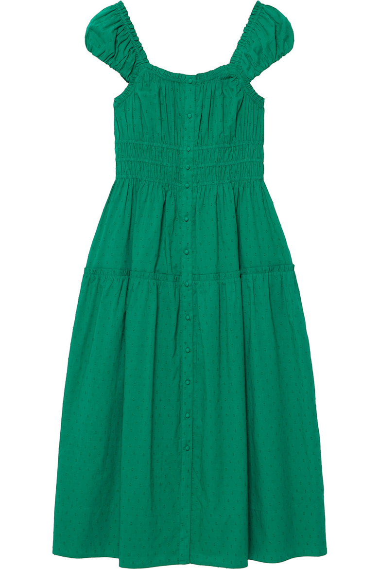 Cotton Scoop Neck Midi Dress, Alternate, color, Green