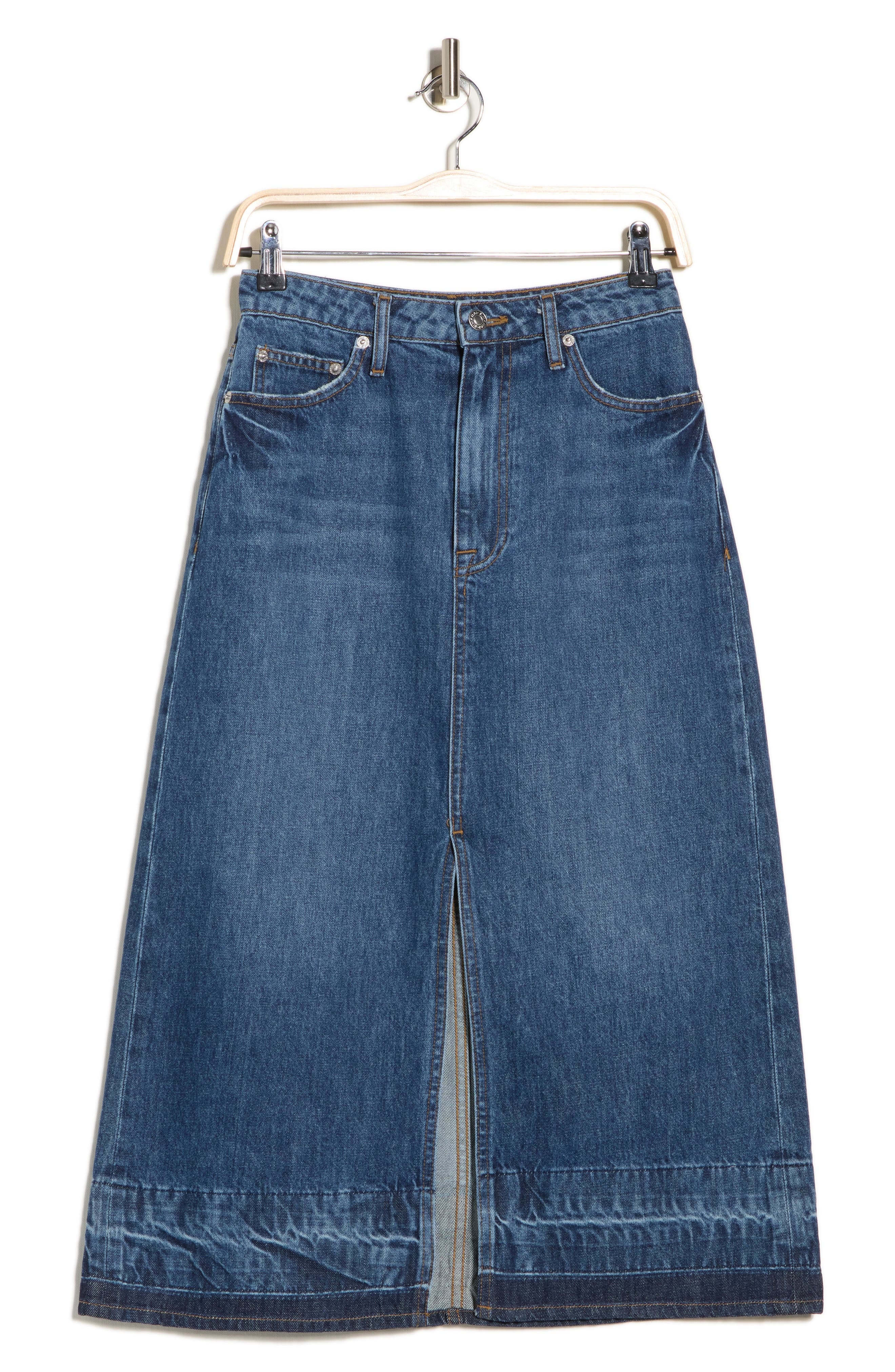Simkhai Della Released Hem Denim Midi Skirt