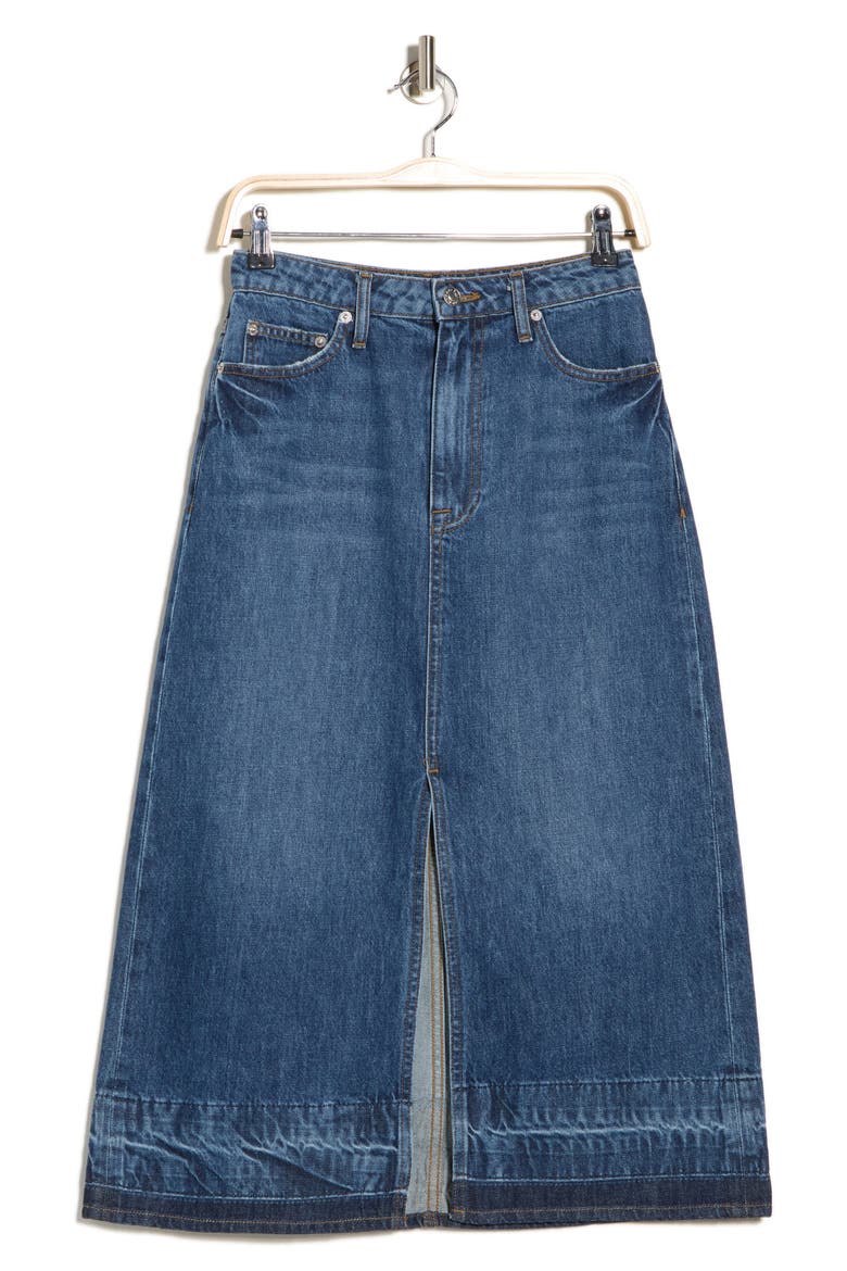 Della Released Hem Denim Midi Skirt, Alternate, color, CORONADO