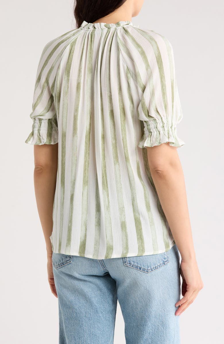 Bobeau Ruffle Split Neck Button-Down Top, Alternate, color,