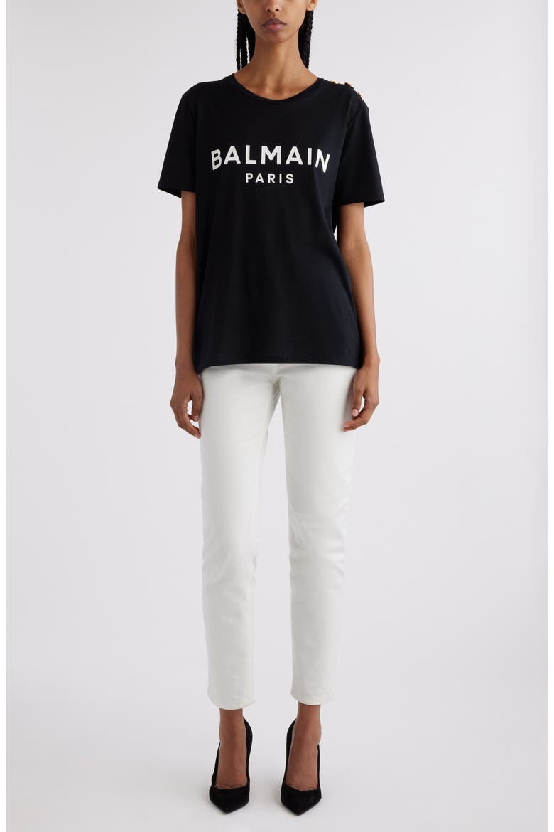 Button Shoulder Cotton Logo Graphic T-Shirt, Alternate, color, EAB BLACK/ WHITE