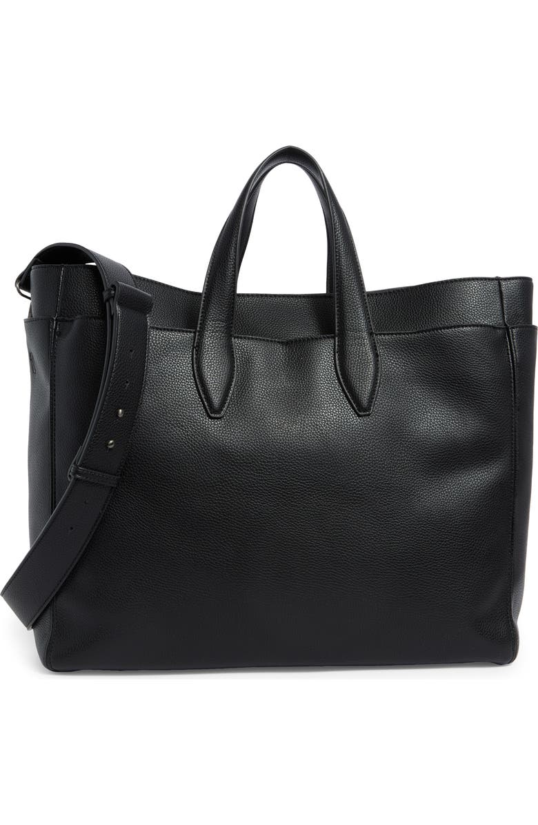 BCBG Layered Faux Leather Tote, Main, color, Black