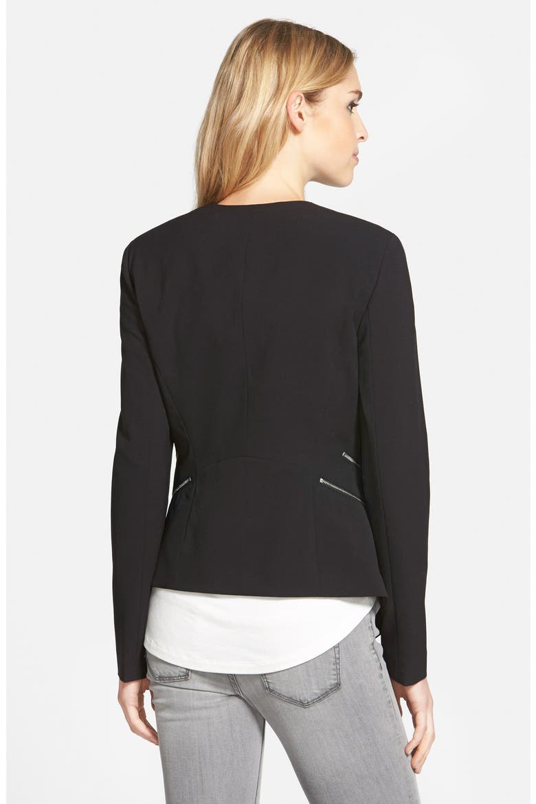 Double Zip Pocket Blazer, Alternate, color, RICH BLACK