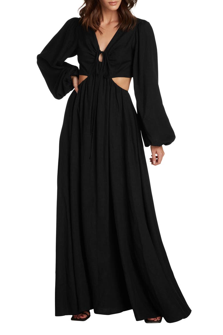Rosa Long Sleeve Maxi Dress, Main, color, BLACK