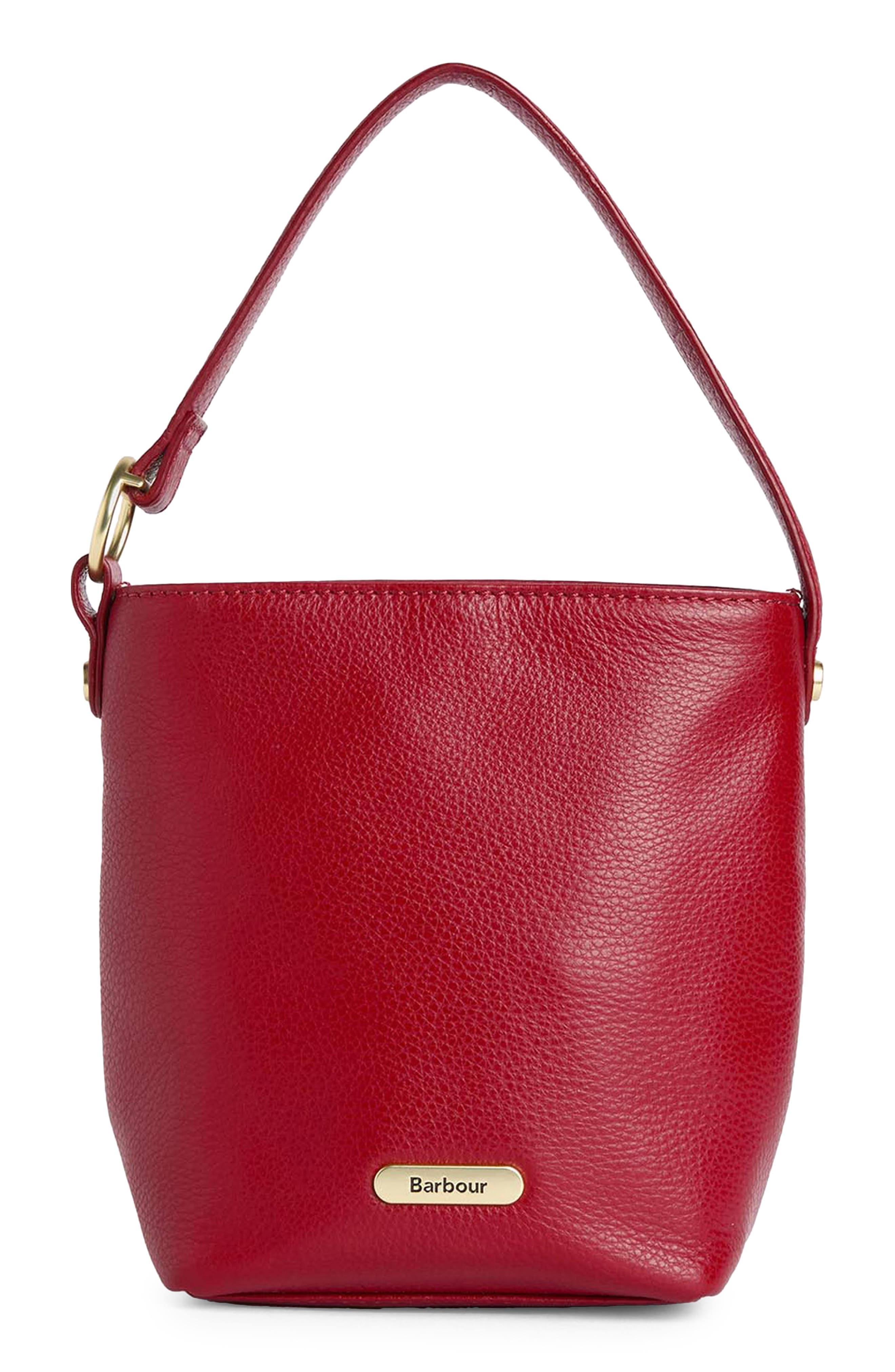 Cedar Mini Leather Bucket Bag, Main, color, RED