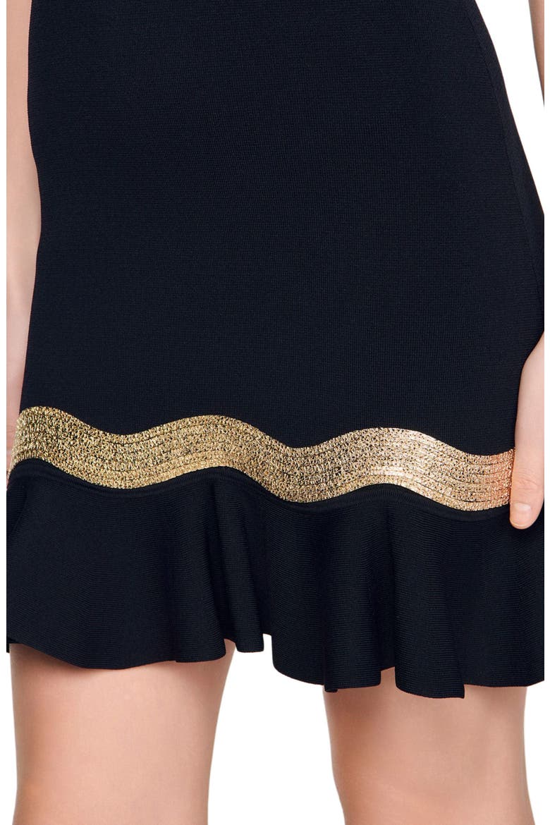 Metal chain knit short dress, Alternate, color, Black