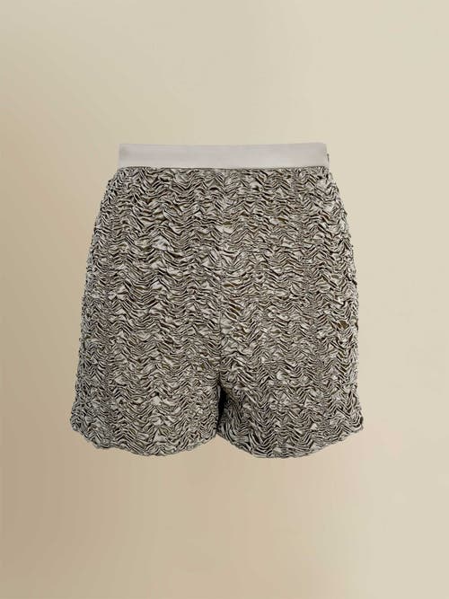 Contessa Mills Blair Whimsical Lambskin-trimmed Novelty Shorts In Gray
