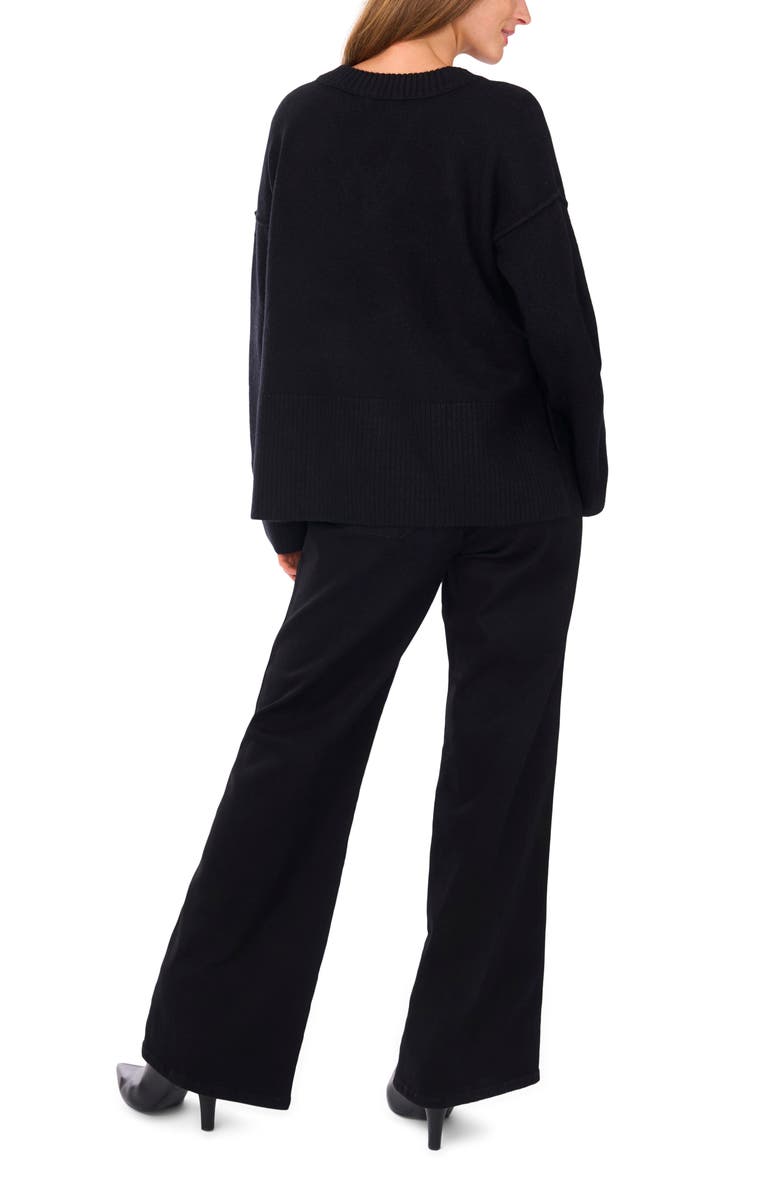 Vince Camuto High-Low V-Neck Sweater, Alternate, color, Rich Black