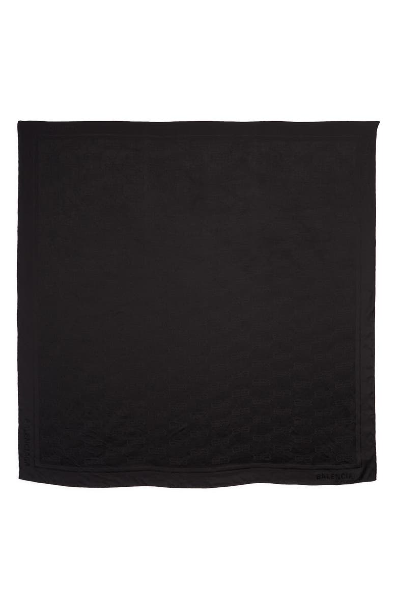 Balenciaga Jacquard BB Logo Silk & Cotton Square Scarf, Main, color, Black