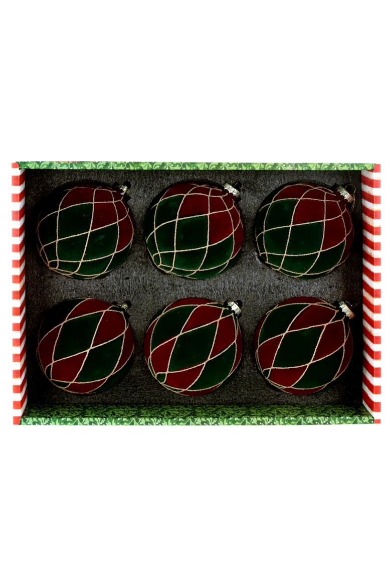 Regal Diamond Velvet Ornament, Box of 6, Alternate, color, Burgundy
