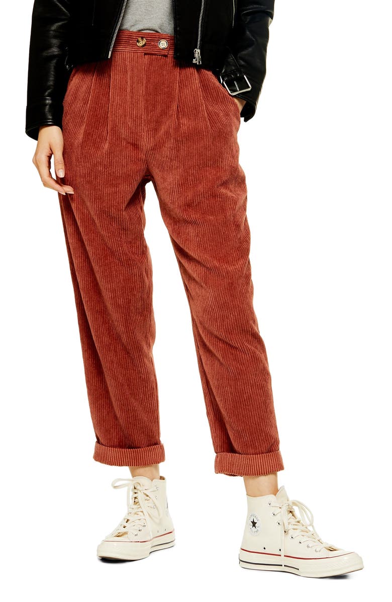 Topshop Straight Leg Cord Trousers, Main, color, 