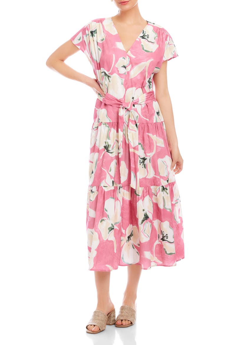 Kristine Floral Tiered Cotton Midi Dress, Main, color, FLORAL PRINT