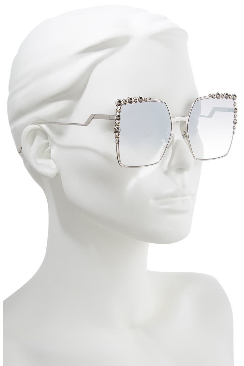 60mm Gradient Square Cat Eye Sunglasses, Alternate, color, PALLADIUM