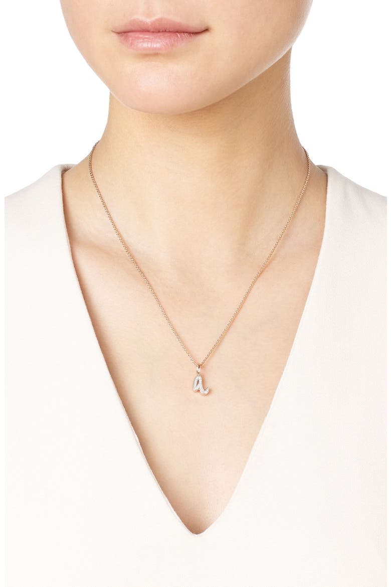 Diamond Initial Pendant Charm (Nordstrom Exclusive), Alternate, color, Rose Gold/ Diamond- A