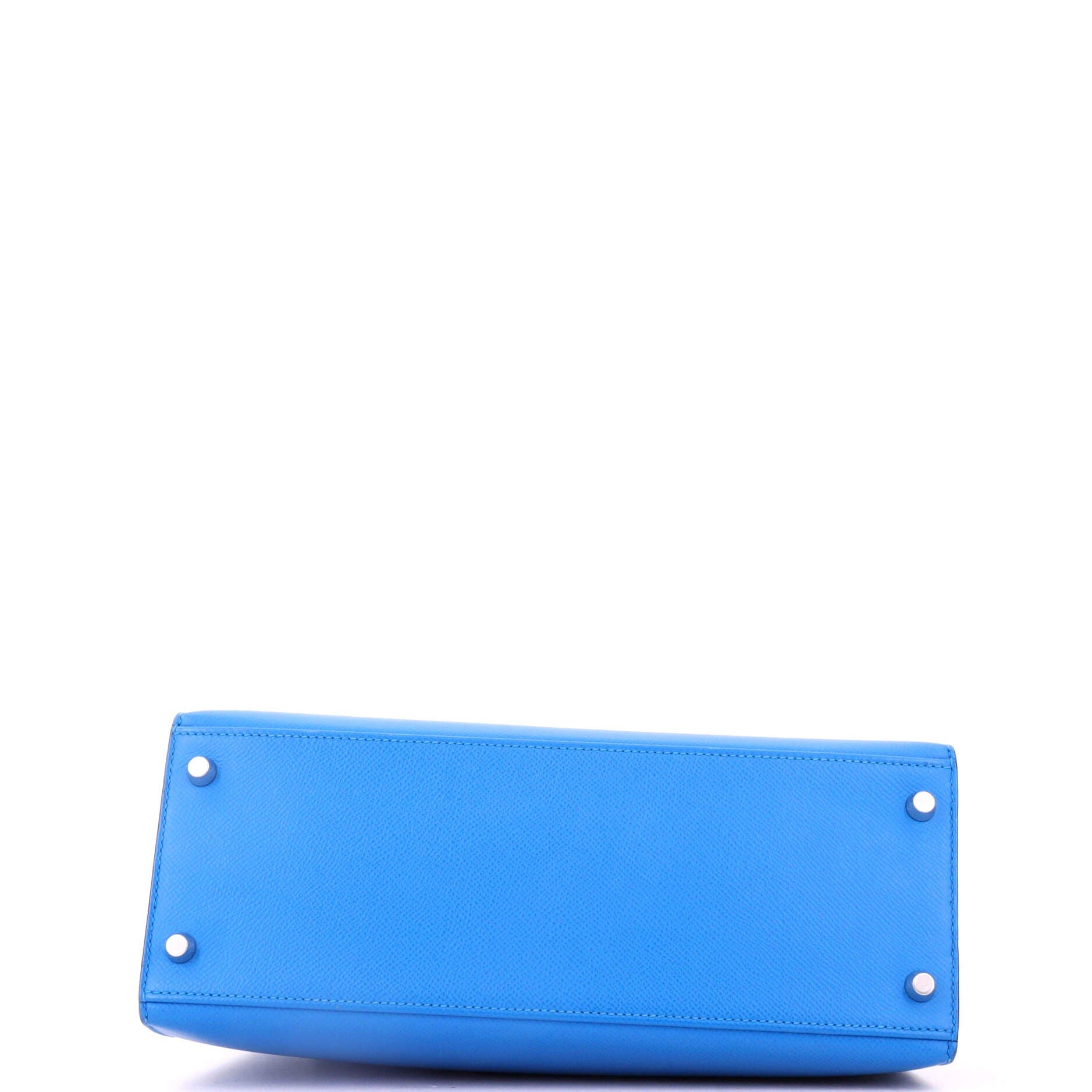 Kelly Handbag Blue Epsom with Palladium Hardware 28, Alternate, color, Blue