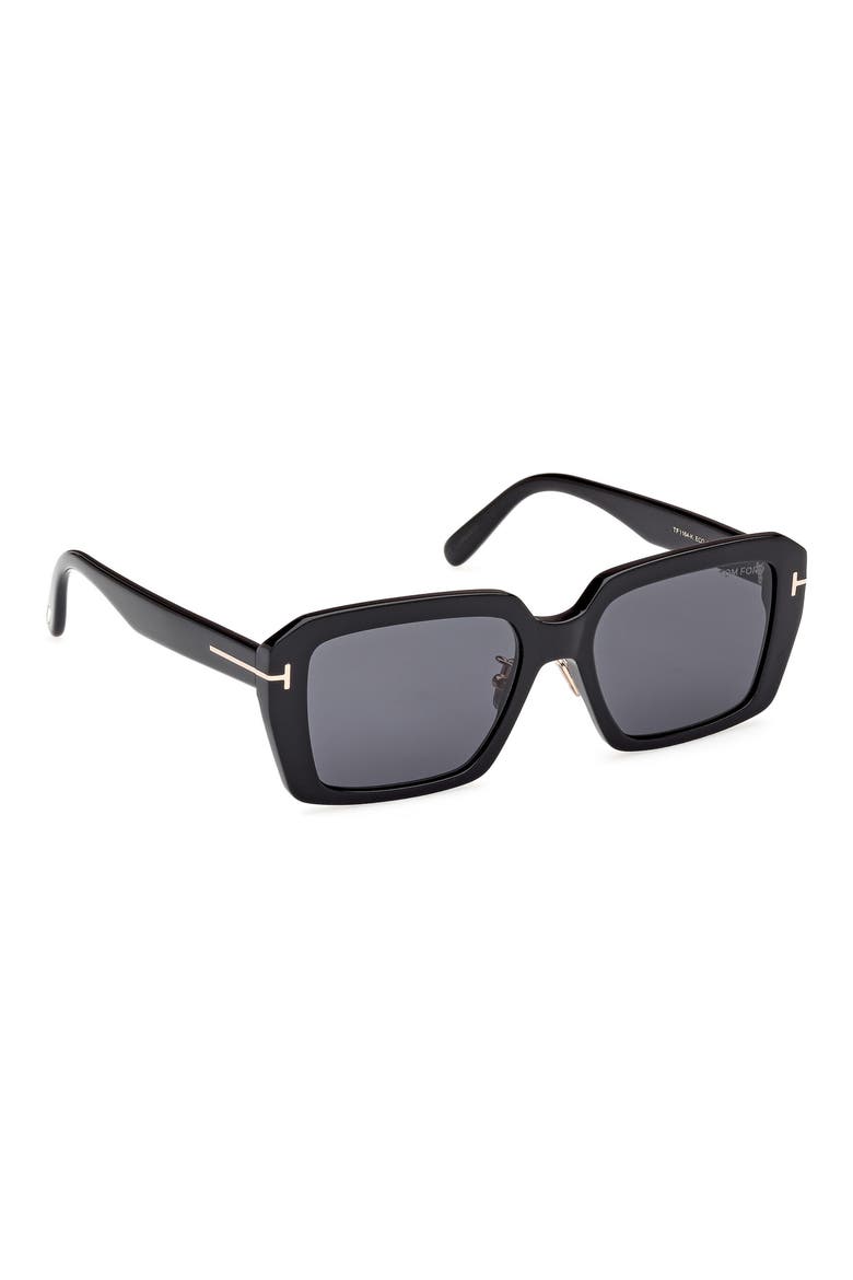 54mm Square Sunglasses, Alternate, color, SHINY BLACK / SMOKE