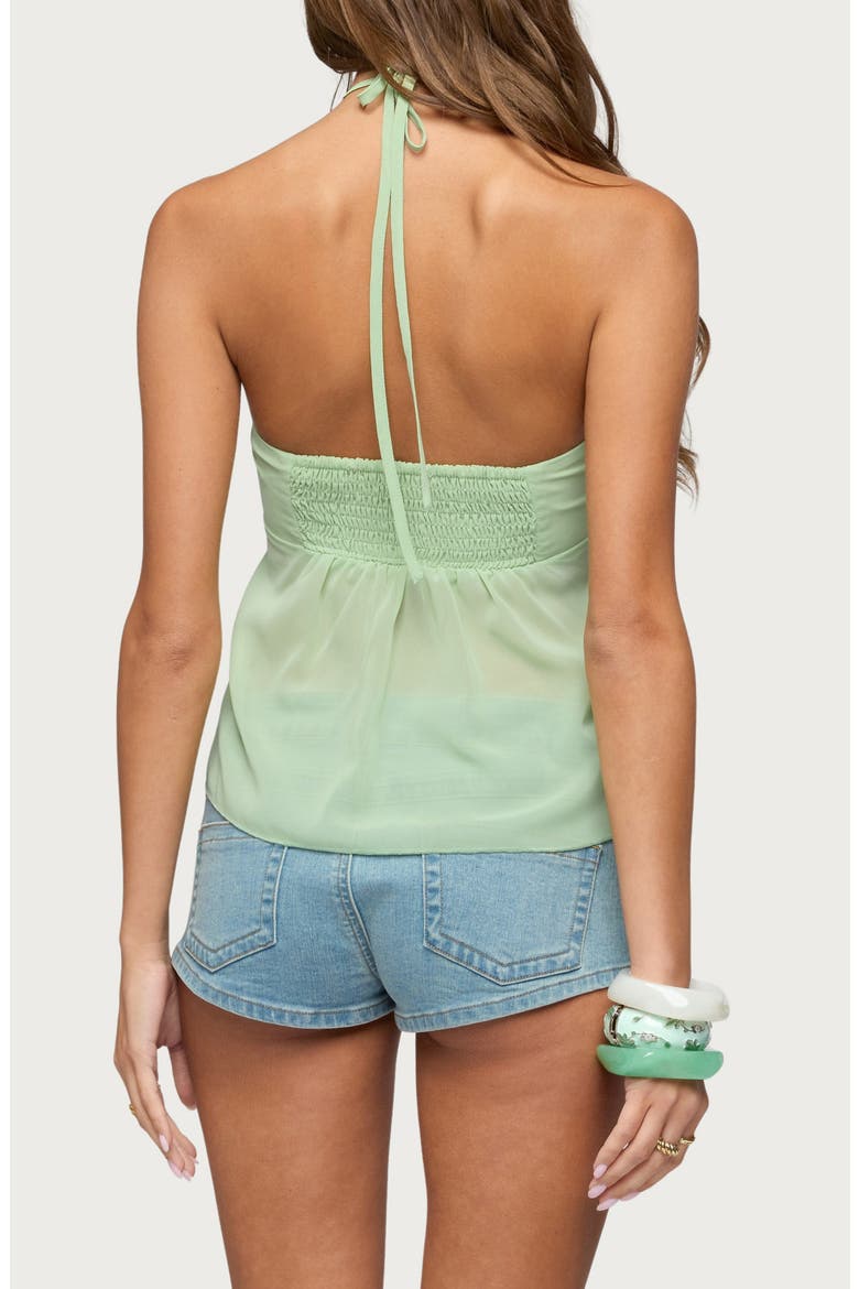 Kitty Sequin Chiffon Halter Top, Alternate, color, GREEN