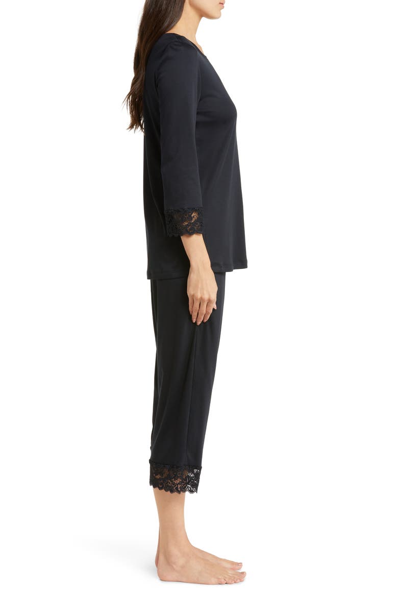 Moments Lace Trim Crop Pajamas, Alternate, color, 019 - BLACK