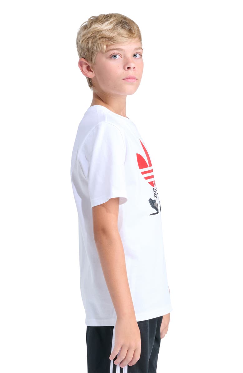 adidas Originals Kids' Walking Trefoil Graphic T-Shirt, Alternate, color, White