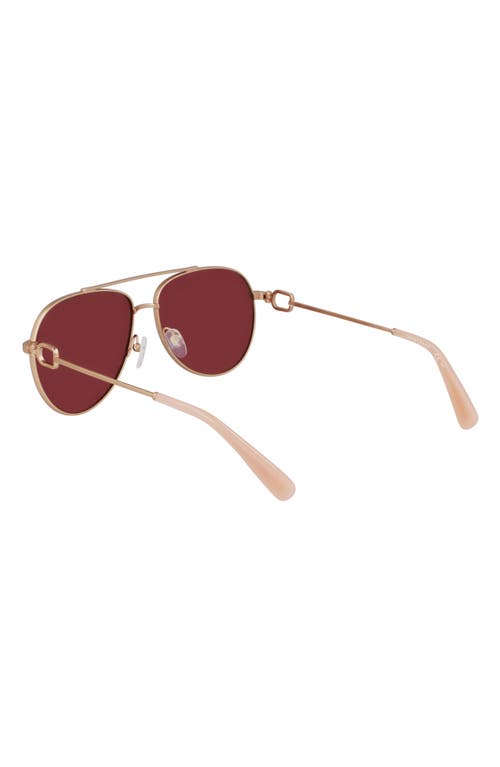 Longchamp Foulonn 58mm Aviator Sunglasses In Rose Gold/wine