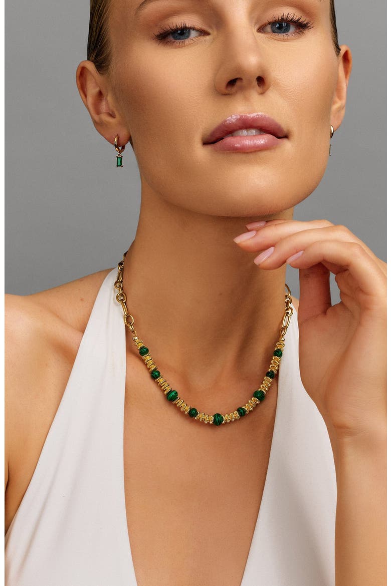 Malachite Chain Choker, Alternate, color, Gold / Green