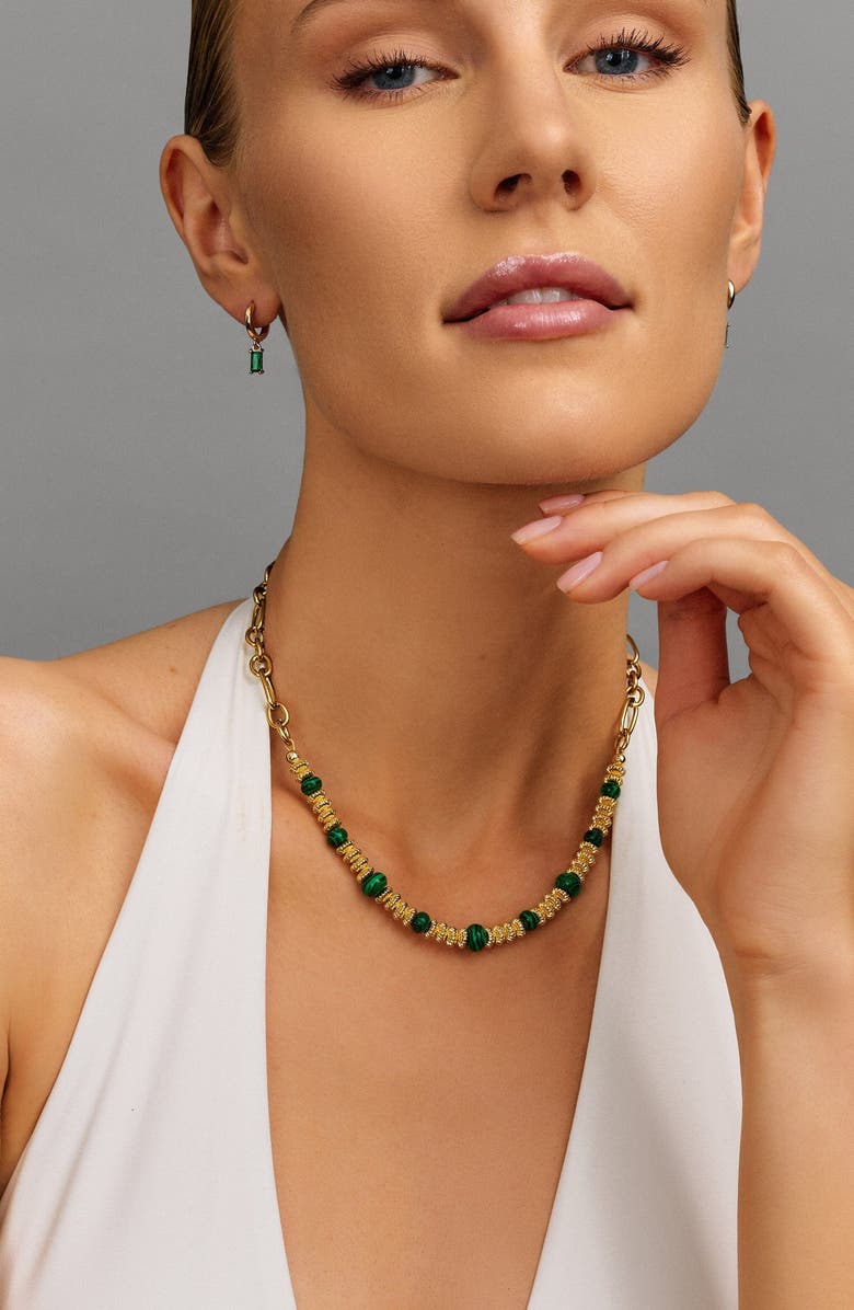 Nialaya Malachite Chain Choker, Alternate, color, Gold / Green