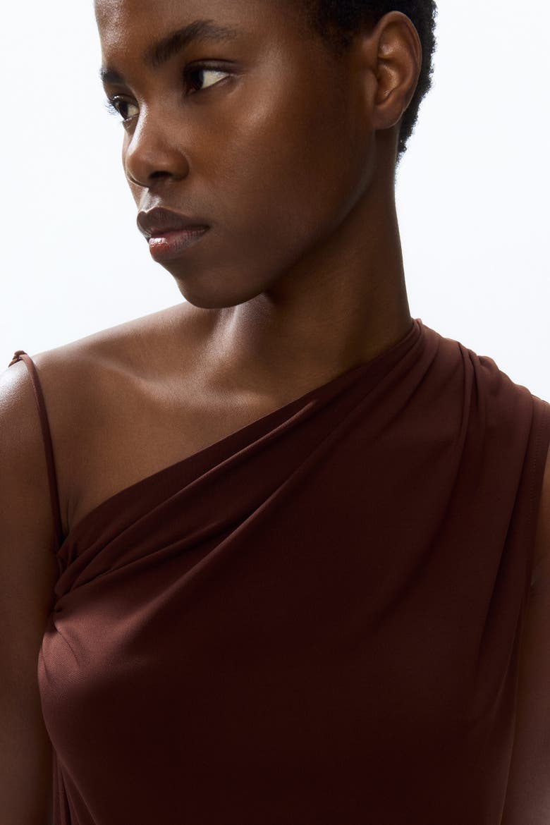 Asymmetric Jersey Jumpsuit, Alternate, color, Dark brown
