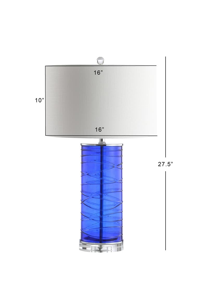 Cole 27.5" Modern Fused Glass Cylinder LED Table Lamp, Alternate, color, Cobalt