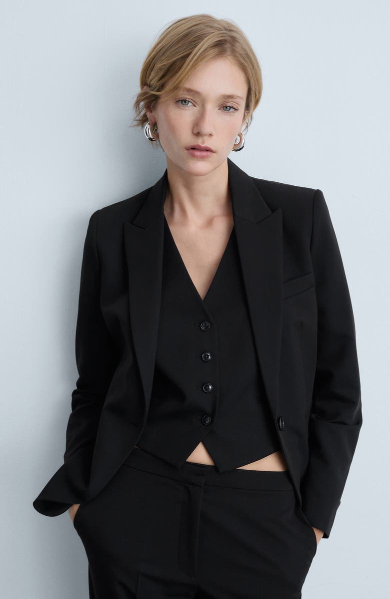 MANGO Stretch Satin Contrast Suit Vest, Alternate, color, 