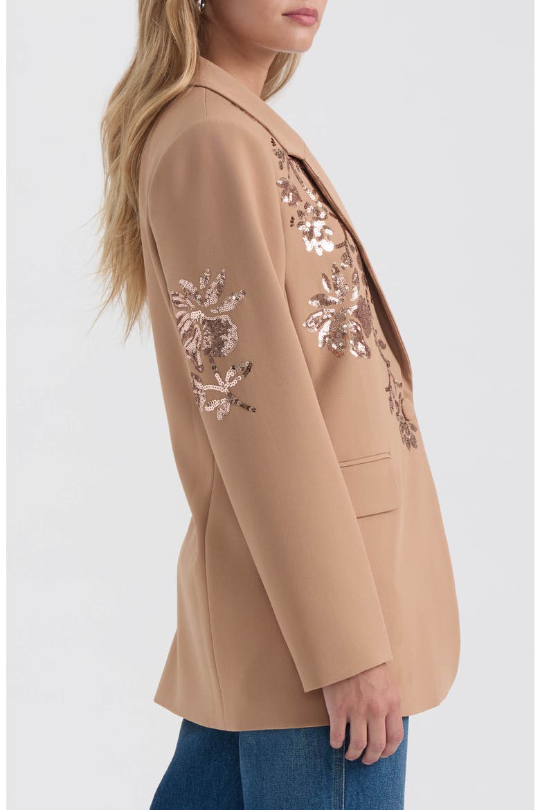 Sequin Embellished Single Button Blazer, Alternate, color, CAMEL