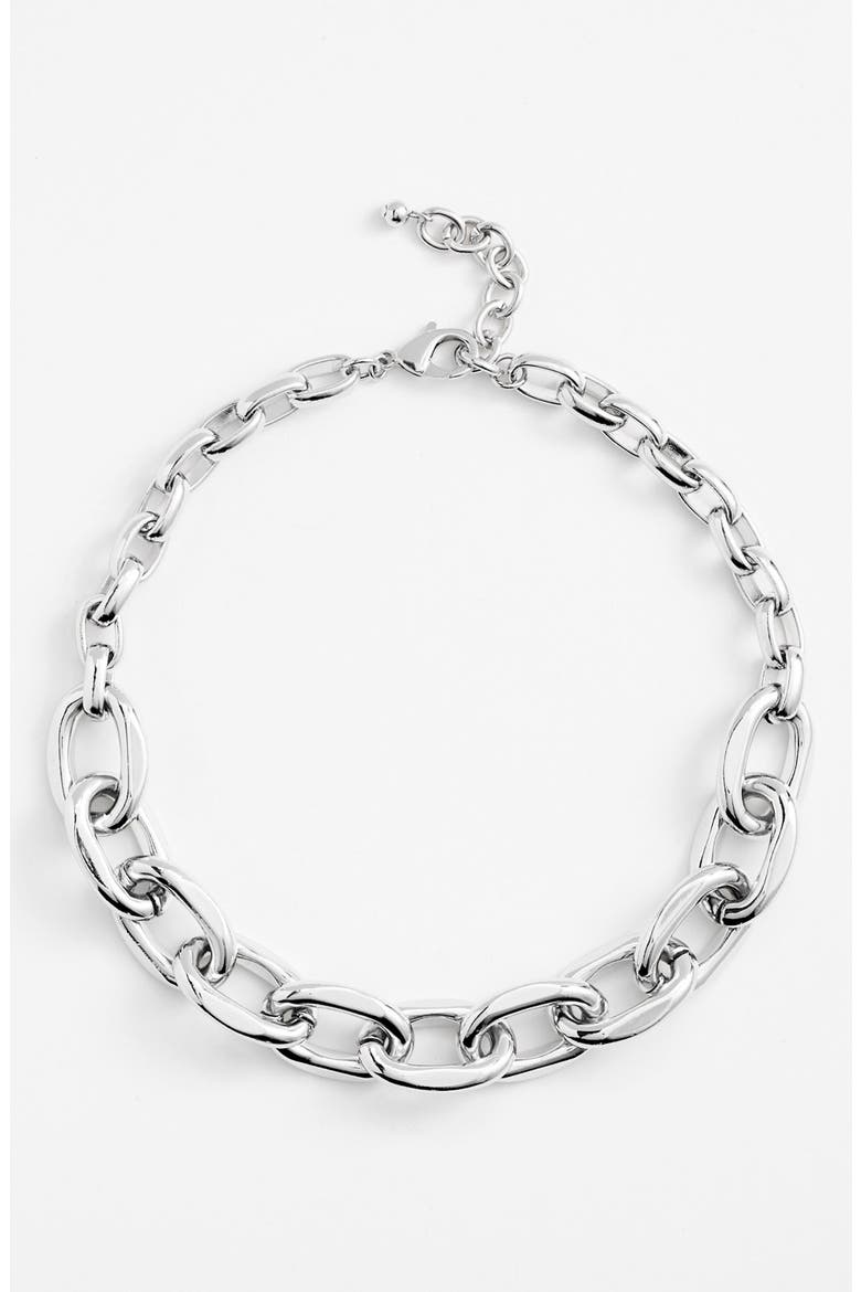 Chunky Link Collar Necklace, Alternate, color, SILVER