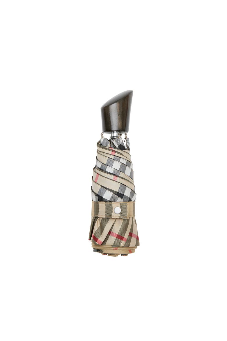 Check Folding Umbrella, Main, color, Sand beige