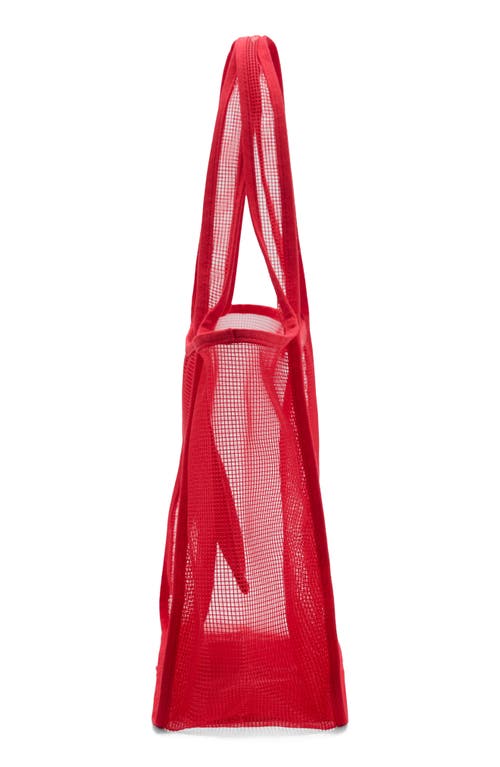 Mango Large Mesh Tote Bag In Red